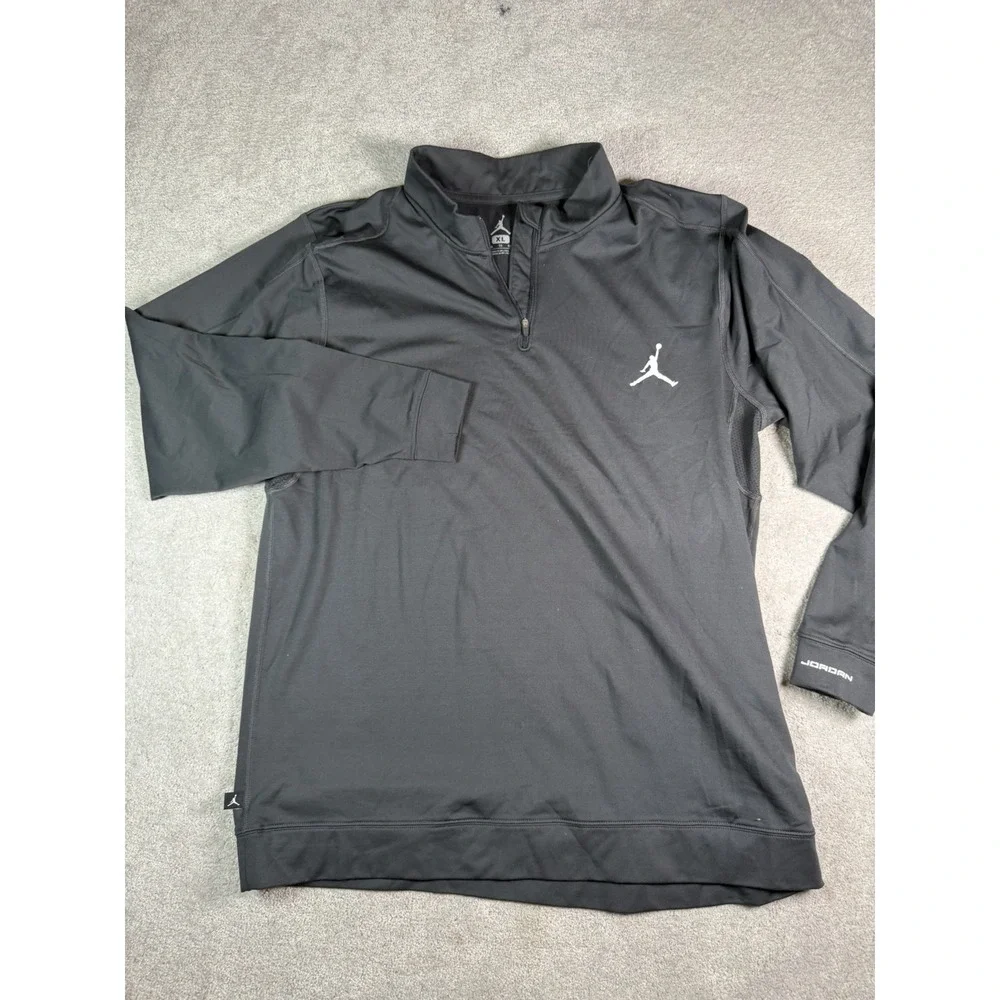 Jordan Jumpman Quarter Zip Black Performance Stretch DriFit Pullover Mens XL